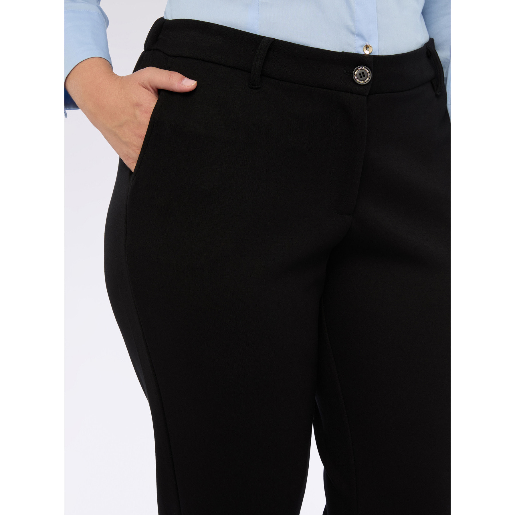 Fiorella Rubino - Pantaloni cropped in tessuto scuba - Nero