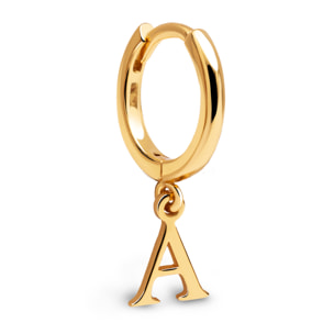 Pendiente Suelto Personalizado Aro Letter Plata Baño Oro