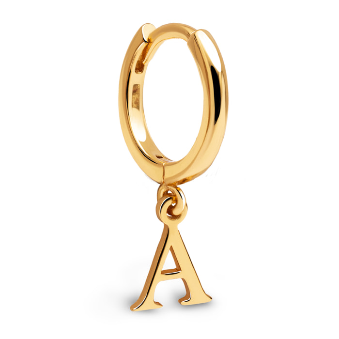 Pendiente Suelto Personalizado Aro Letter Plata Baño Oro