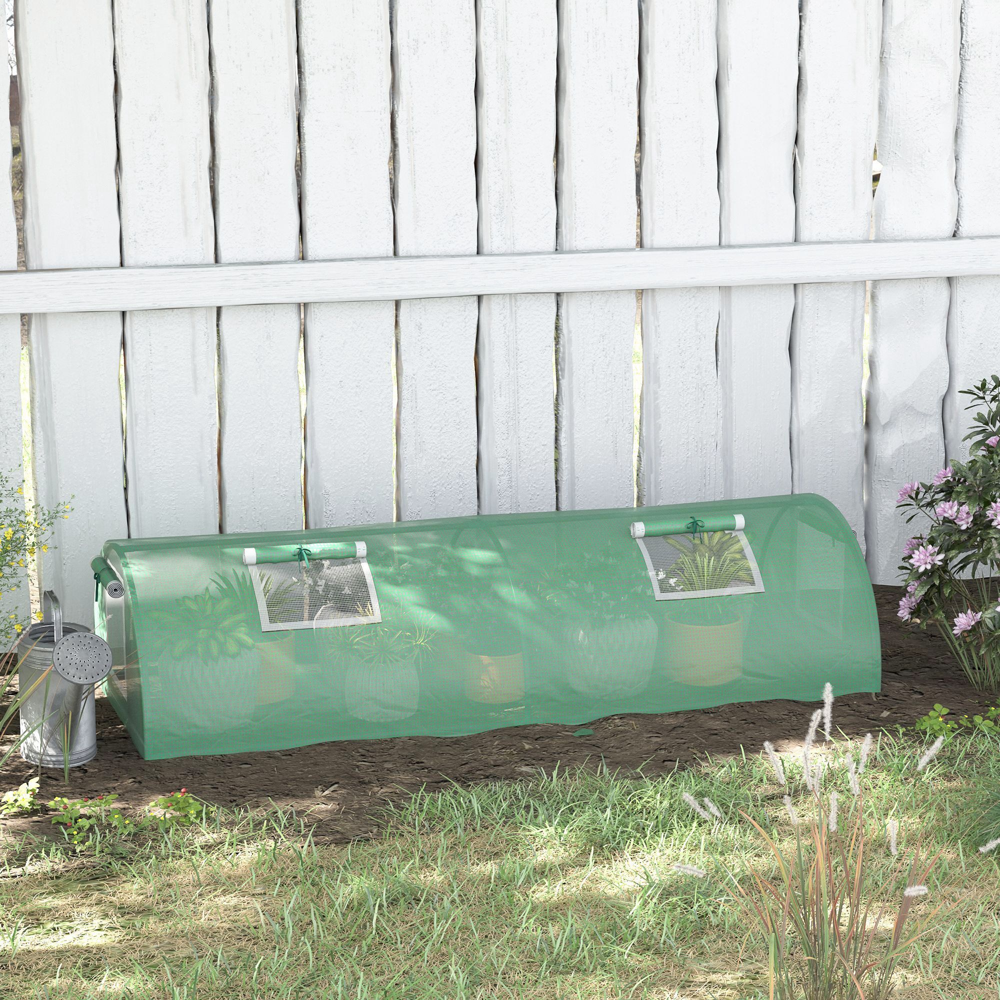 Invernadero de Exterior, 200x80x45 cm, Invernadero de Jardín con 4 Ventanas Enrollables de Malla, Marco de Acero y Cubierta de PE 140g/Ã£Å½Â¡ Anti-UV para Cultivos, Plantas, Flores, Verde