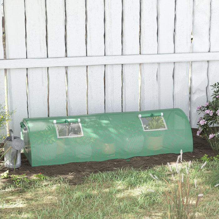 Invernadero de Exterior, 200x80x45 cm, Invernadero de Jardín con 4 Ventanas Enrollables de Malla, Marco de Acero y Cubierta de PE 140g/Ã£Å½Â¡ Anti-UV para Cultivos, Plantas, Flores, Verde