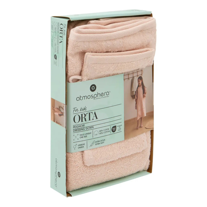 Set Cape et Gant de Bain Enfant Orta 70x55 cm Rose