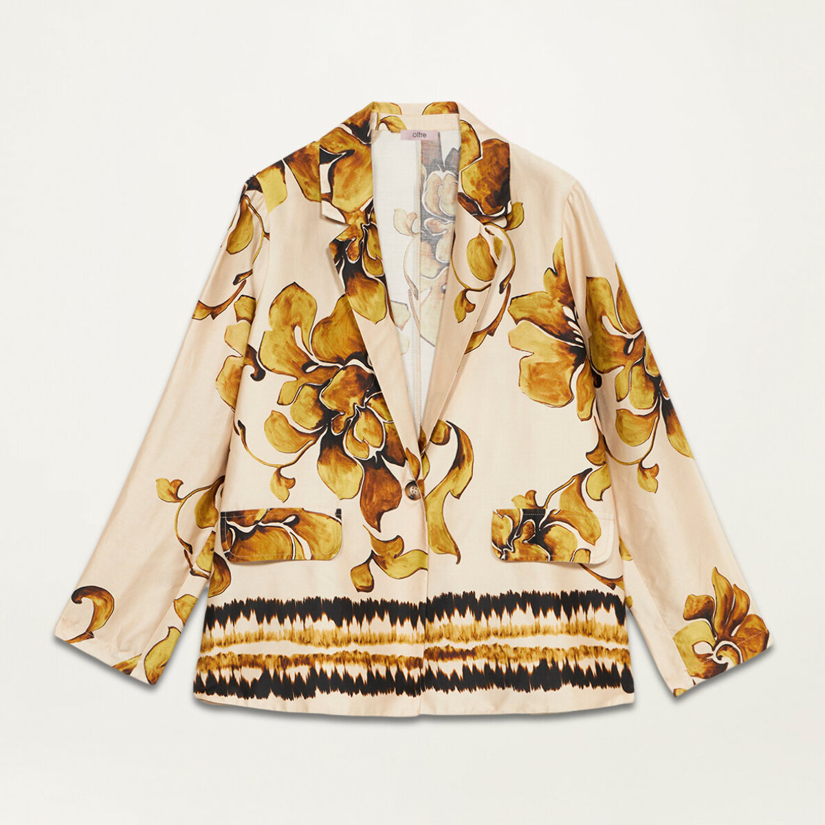 Oltre - Chaqueta en raso de viscosa con estampado - Beige