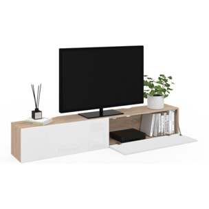 Meuble TV suspendu Michigan bois et blanc 180cm