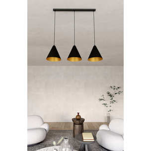 Lampada a sospensione REBEL in acciaio nero e oro
