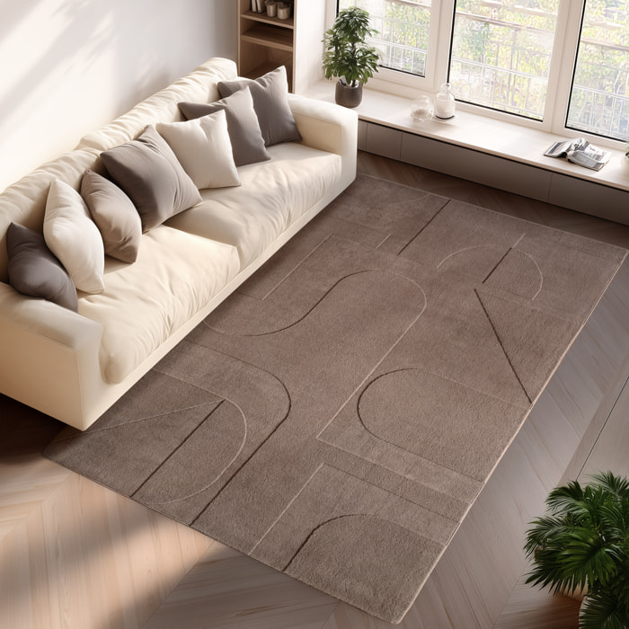 LENNY - Tapis de salon beige au design artistique