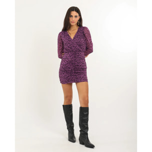 Vestido corto con falda drapeada