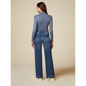 Oltre - Jeans wide leg eco-friendly con perle - Blu