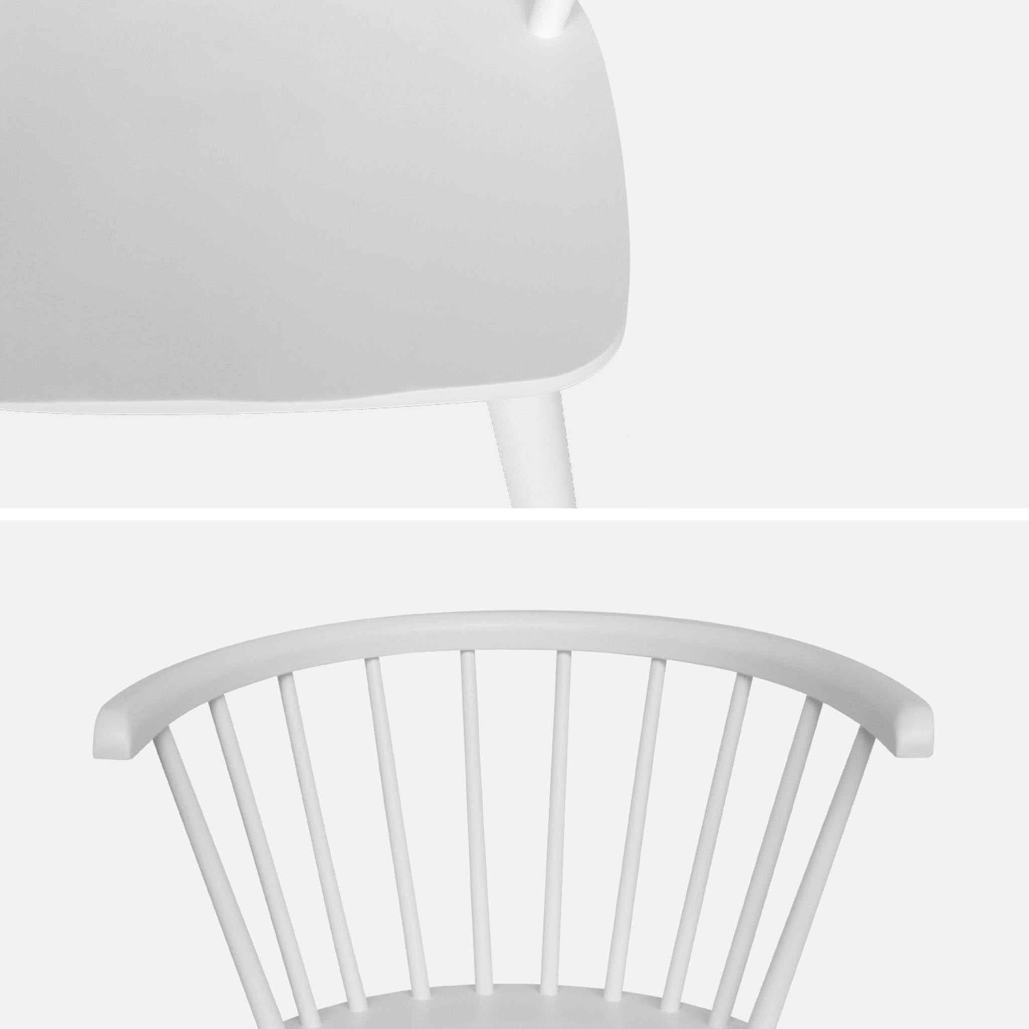 Lot de 4 chaises blanches à barreaux en bois et contreplaqué. Paula. L 51 x P 53 x H 75cm