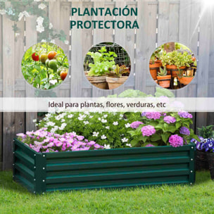 Jardinera Elevada de Acero Galvanizado Huerto Urbano para Cultivar Plantas Flores Hierba Macetero Exterior Rectangular con Fondo Abierto 120x60x30,5 cm Verde