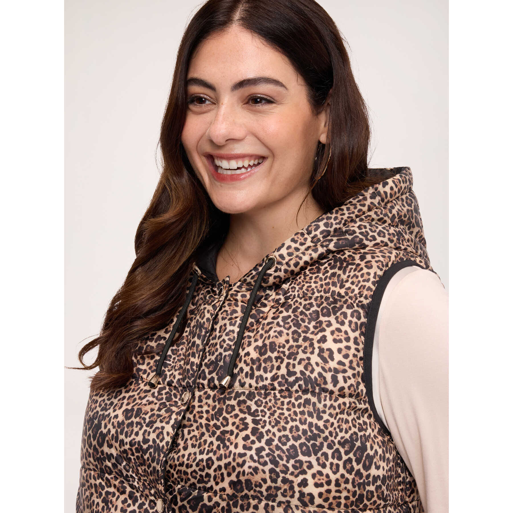 Fiorella Rubino - Chaleco acolchado reversible con estampado de leopardo - Beige