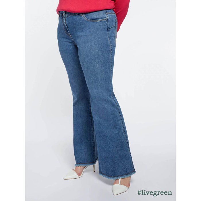 Fiorella Rubino - Jeans flare con frange al fondo - Azzurro