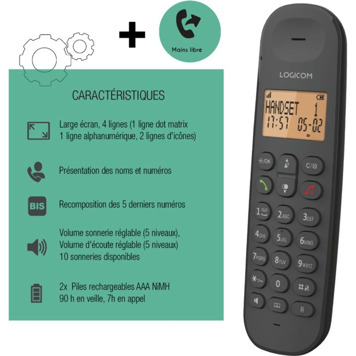 Téléphone sans fil LOGICOM Iloa - Solo Noir