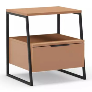 Mesita de noche Oksa Terracota - Negro