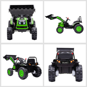 Tractor Excavadora Eléctrico Infantil +3 Años a Batería Música y Luces Verde