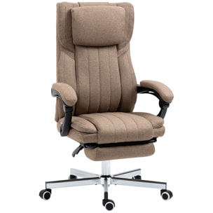 Silla de Oficina Giratoria con 6 Puntos de Masaje Vibratorio Silla de Escritorio Reclinable con Altura Ajustable Control Remoto Respaldo Alto y Reposacabezas 65x61x105-113 cm Marrón