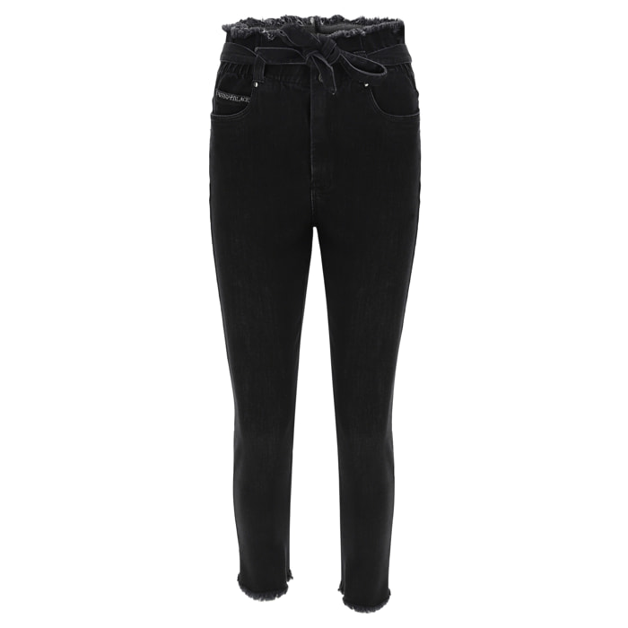 Jeans FREDDY BLACK 7/8 skinny vita alta con cintura in denim