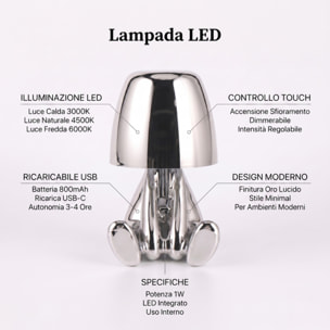 Lampada LED Sitting Kid in ABS - ARGENTO