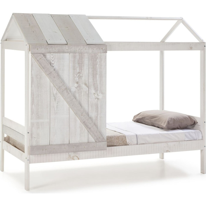 Lit cabane enfant rustique en bois - ALBAN