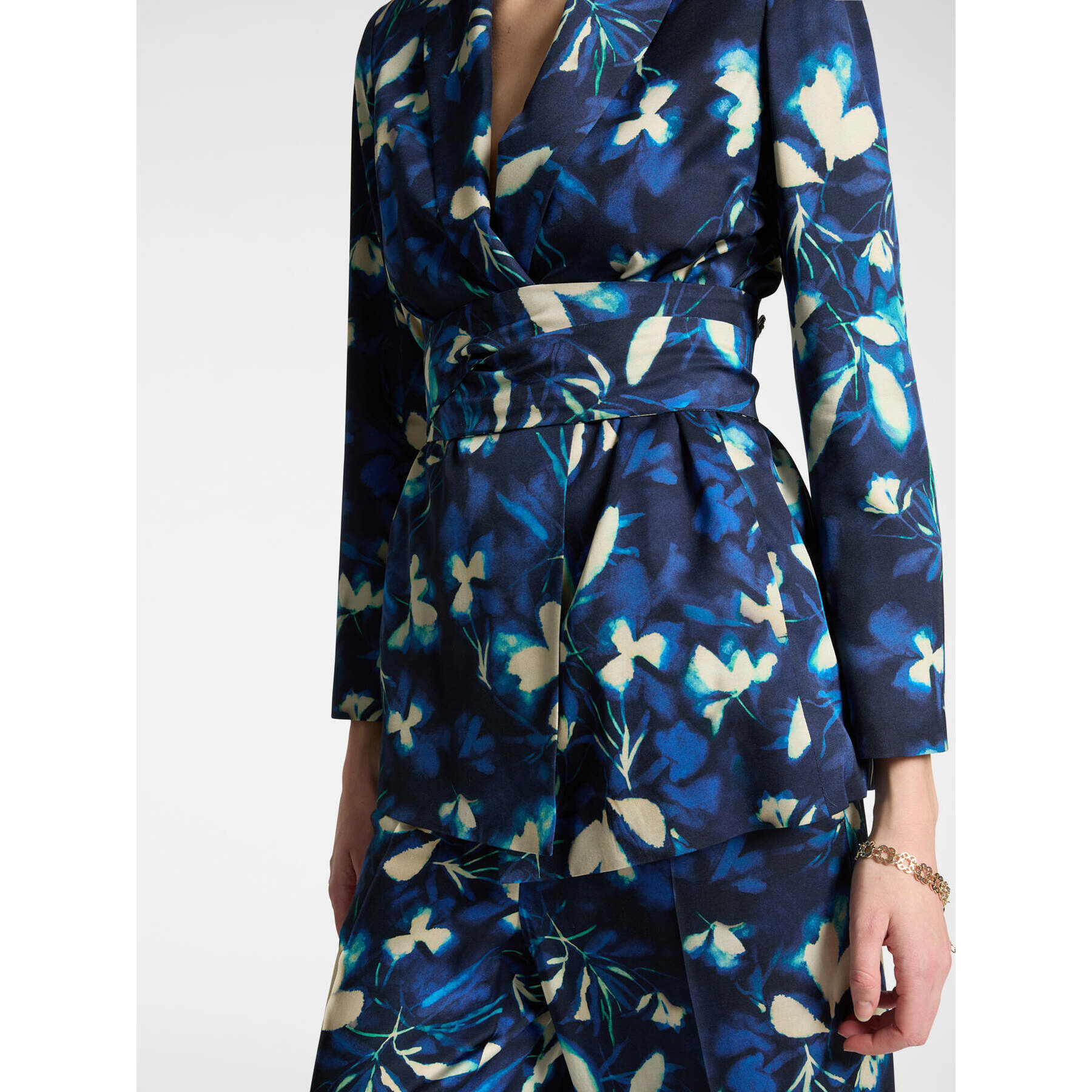 Elena Mirò - Giacca elegante stampata con cintura - Blu