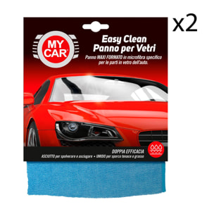 2x My Car Easy Clean Panno in Microfibra per Vetri Auto - 2 Confezioni da 1 Panno Maxi Formato