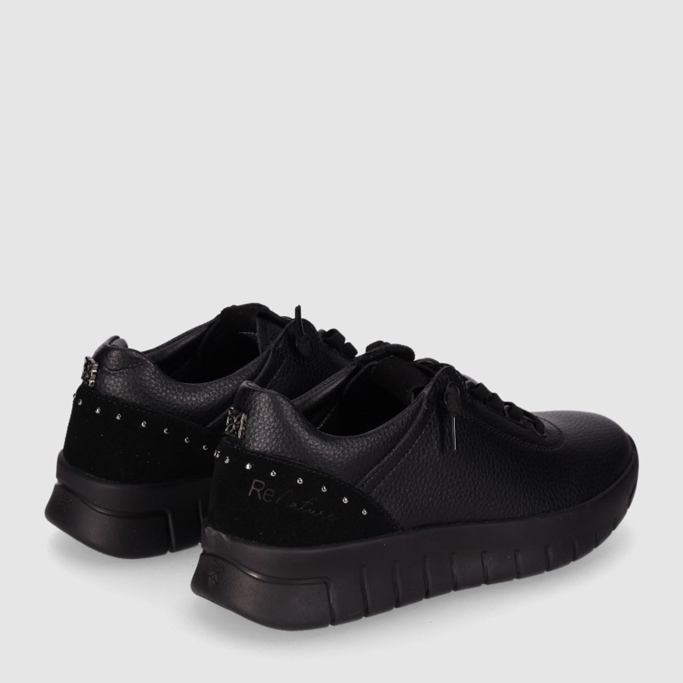 Zapatos de Piel - Negro - Tacón: Bajo