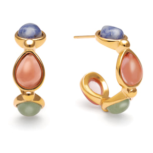 Orecchini Drop Stones Acciao Placcato Oro