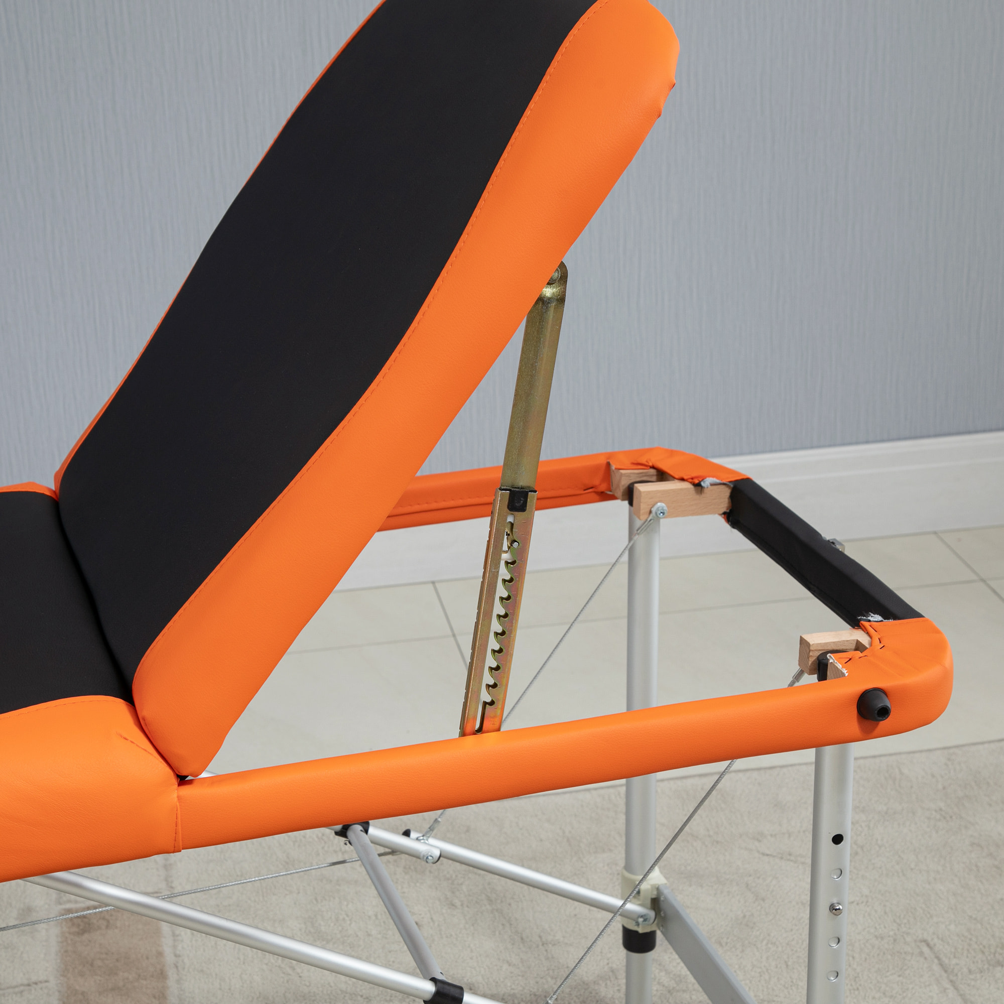 Camilla de Masaje Plegable 185x60cm Portatil Fisioterapeuta 3 Zona Negro y Naranja