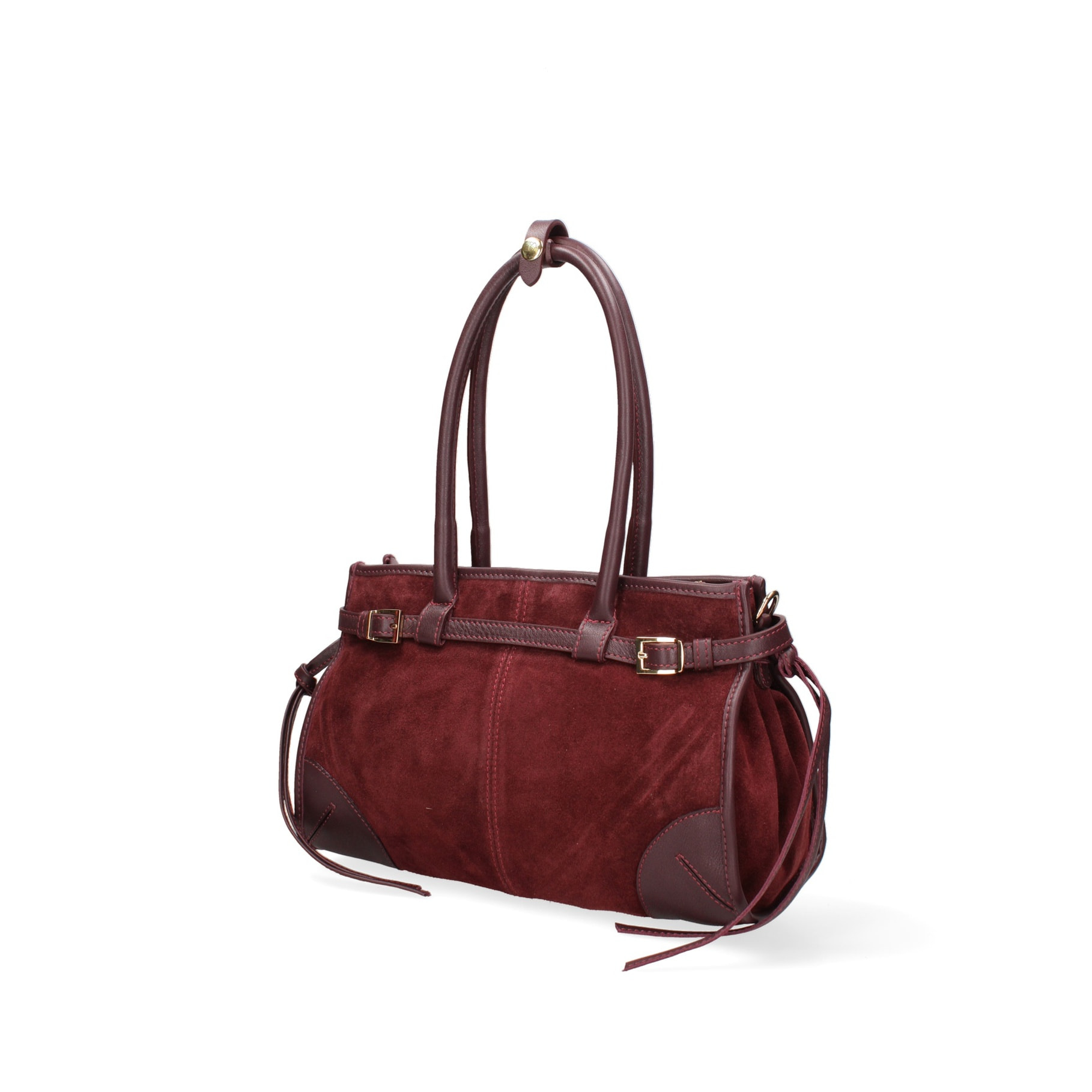 Borsa a spalla da donna Made in Italy - Modello Novara Ultra - Pelle scamosciata - 31.5 x 20.0 x 14.0 cm