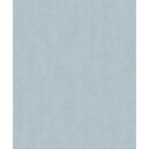 Papier peint uni effet toile lin bleu ciel doux