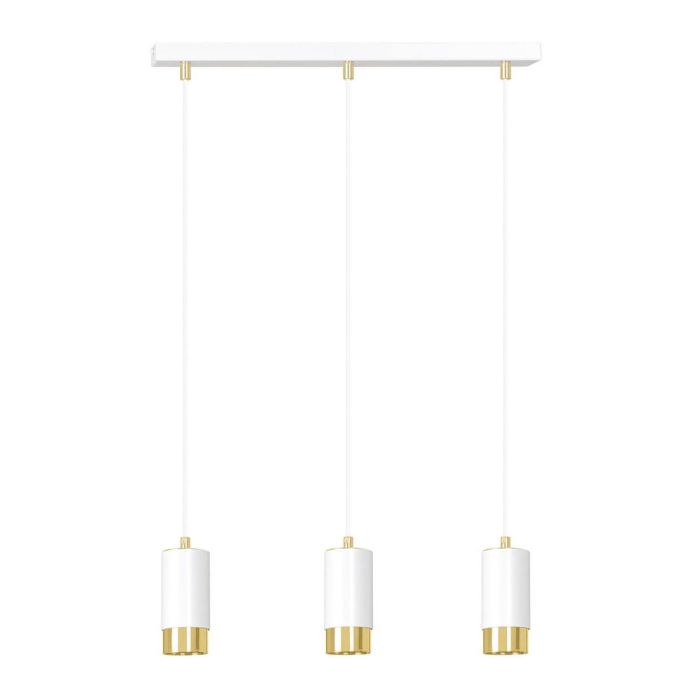Lampada a sospensione Fumiko in acciaio bianco e oro