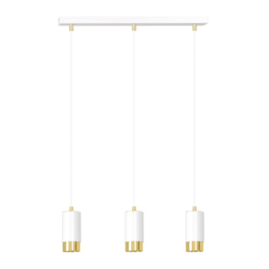 Lampada a sospensione Fumiko in acciaio bianco e oro