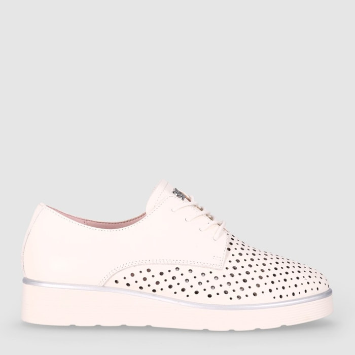 Zapatos de Piel - Blanco - Tacón: 3 cm