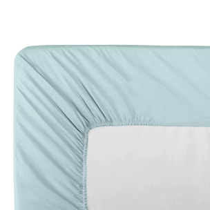 Drap housse b40 percale de coton uni bleu La percale francaise bleu aqua