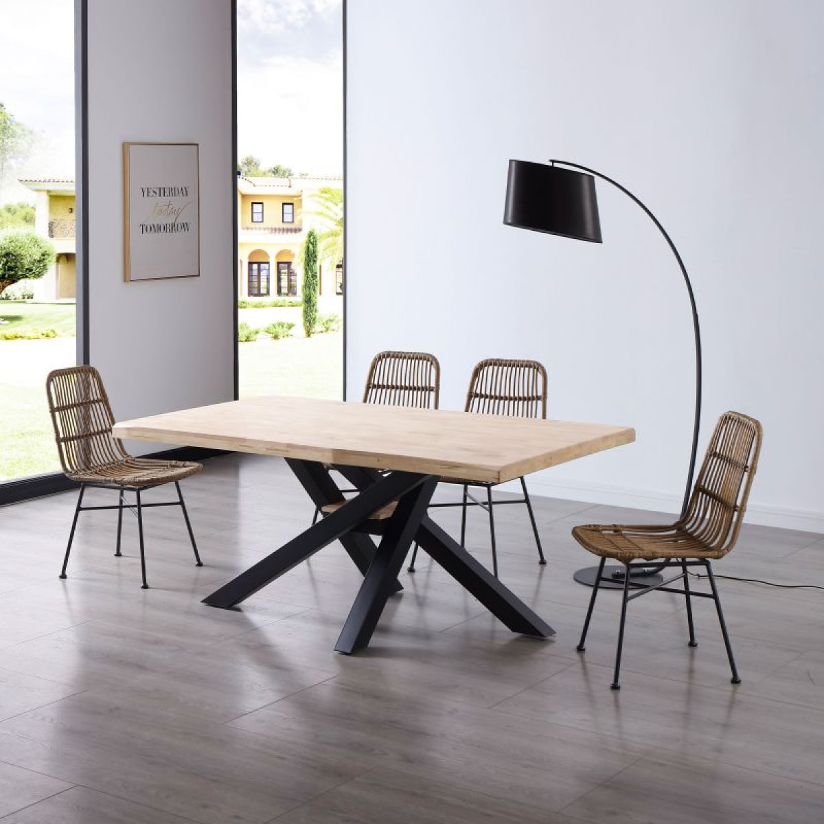 Mesa de comedor Xena Fit 180 Negro - Roble