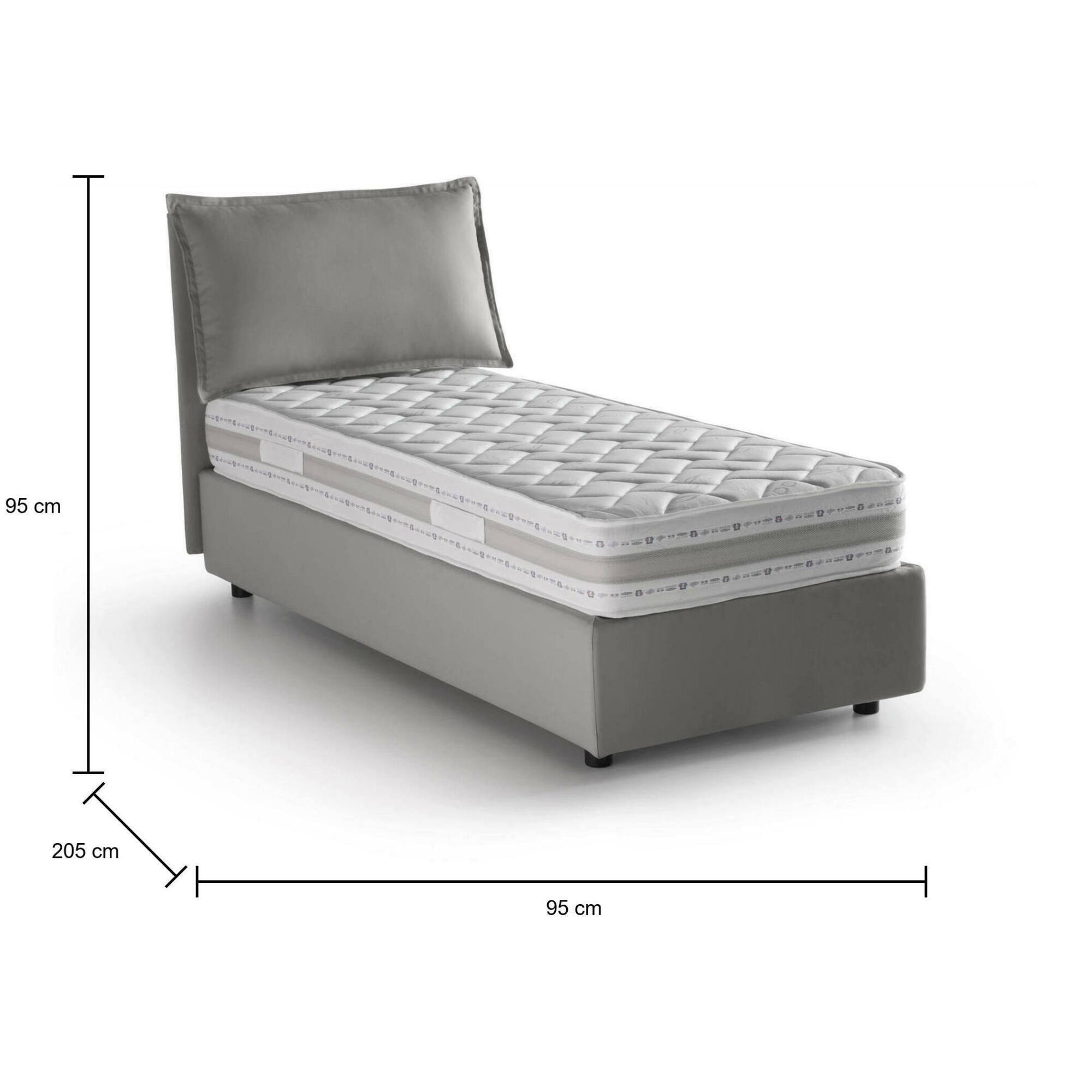 Letto singolo Armaduk, Letto contenitore con rivestimento in tessuto, 100% Made in Italy, Apertura frontale, con materasso Cm 80x190 incluso, Grigio