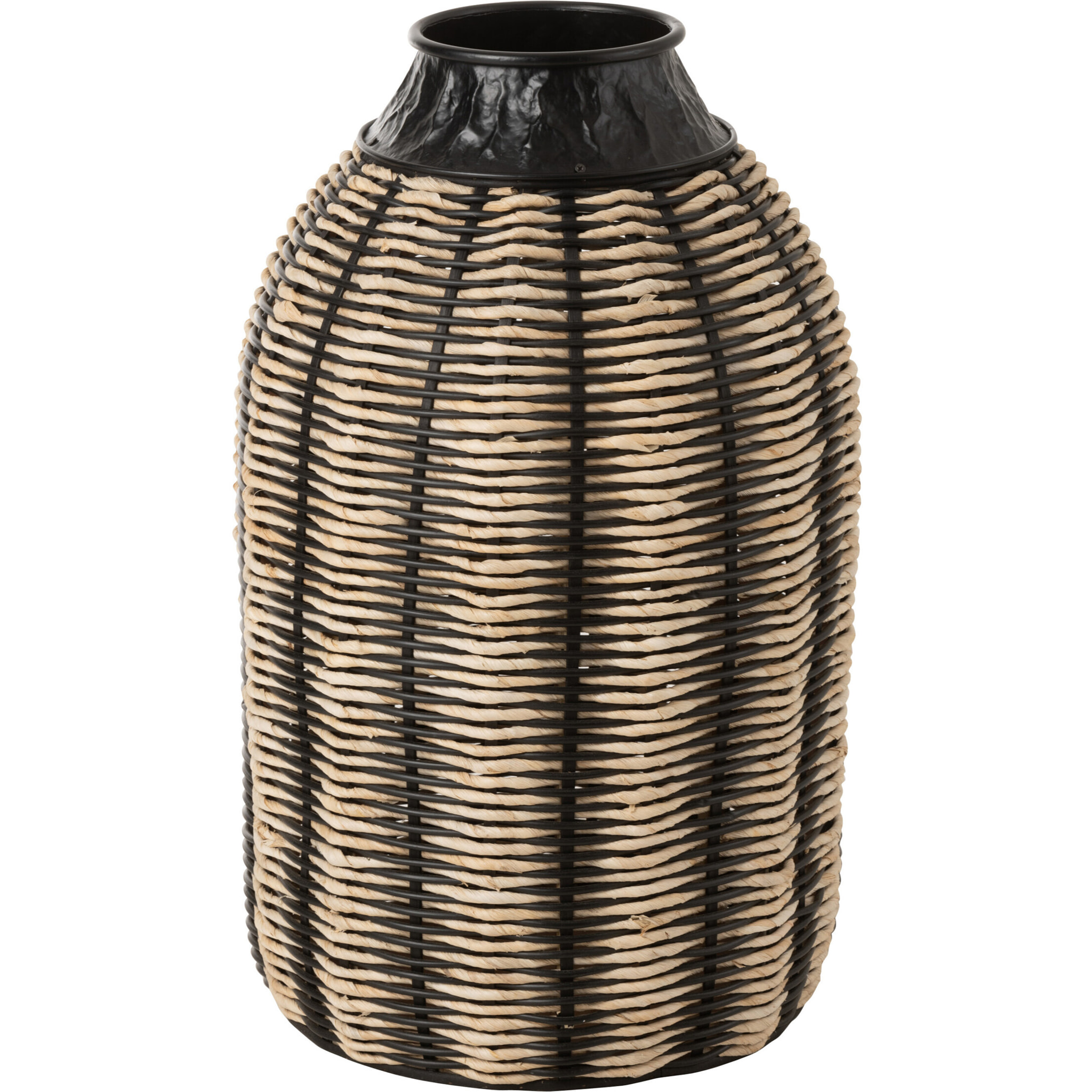 J-Line Vase Decore Corde/Rotin Noir/Naturel