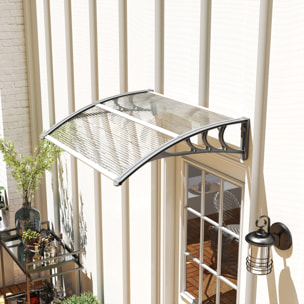 Marquesinas Exterior para Puertas y Ventanas, 100x75 cm, Tejadillo de Protección contra Sol y Lluvia, con Cubierta de Policarbonato, Barra de Aluminio, Transparente