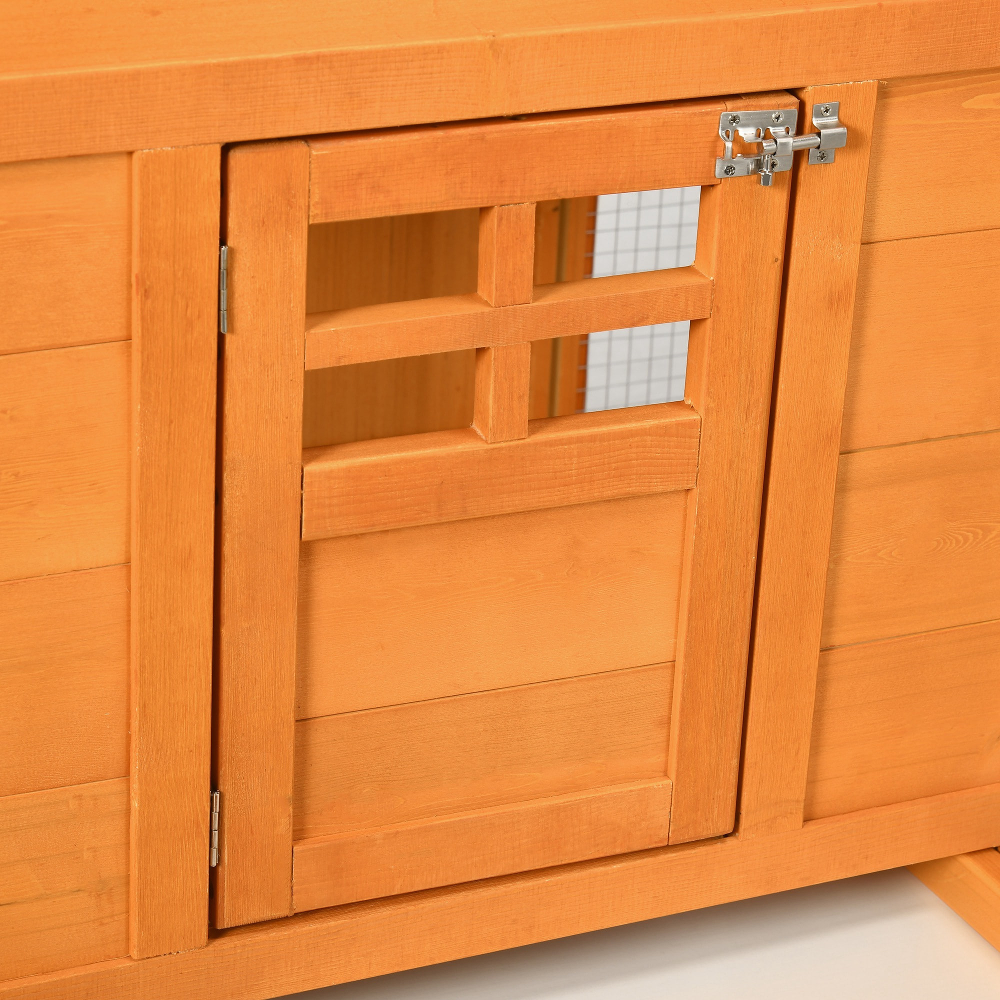 Poulailler surélevé avec enclos et pondoir - nombreux équipements - bois pin pré-huilé