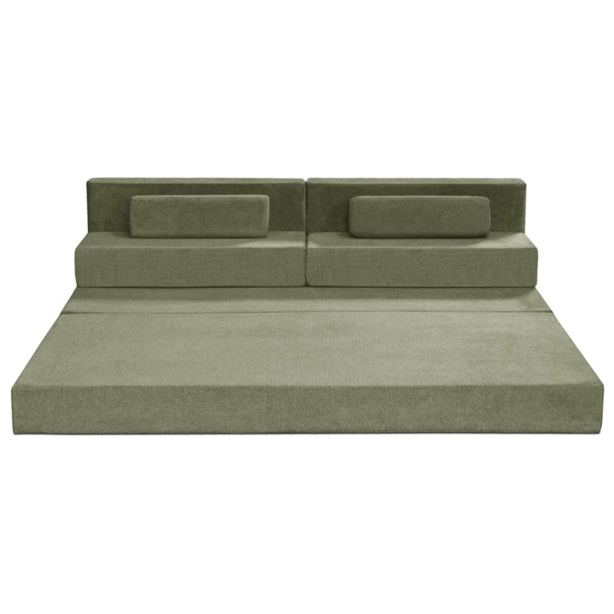 Astral - Canapé 3 places convertible en velours texturé - Vert
