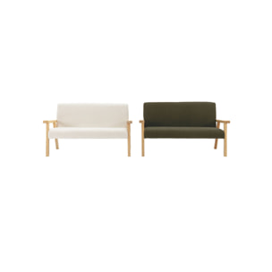 Banquette canapé enfant en bois et tissu bouclette. Isak. L 84 x P 43.5 x H 50cm