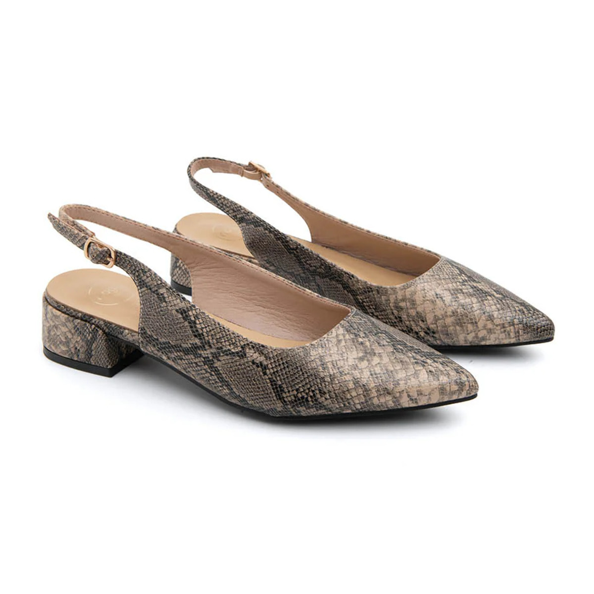 Slingback daily-chic pitonata - KHAKI