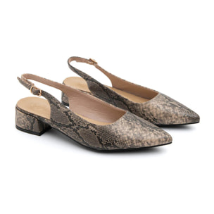 Slingback daily-chic pitonata - KHAKI