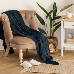 Plaid - flanelle - bleu égéen - 130x180 cm