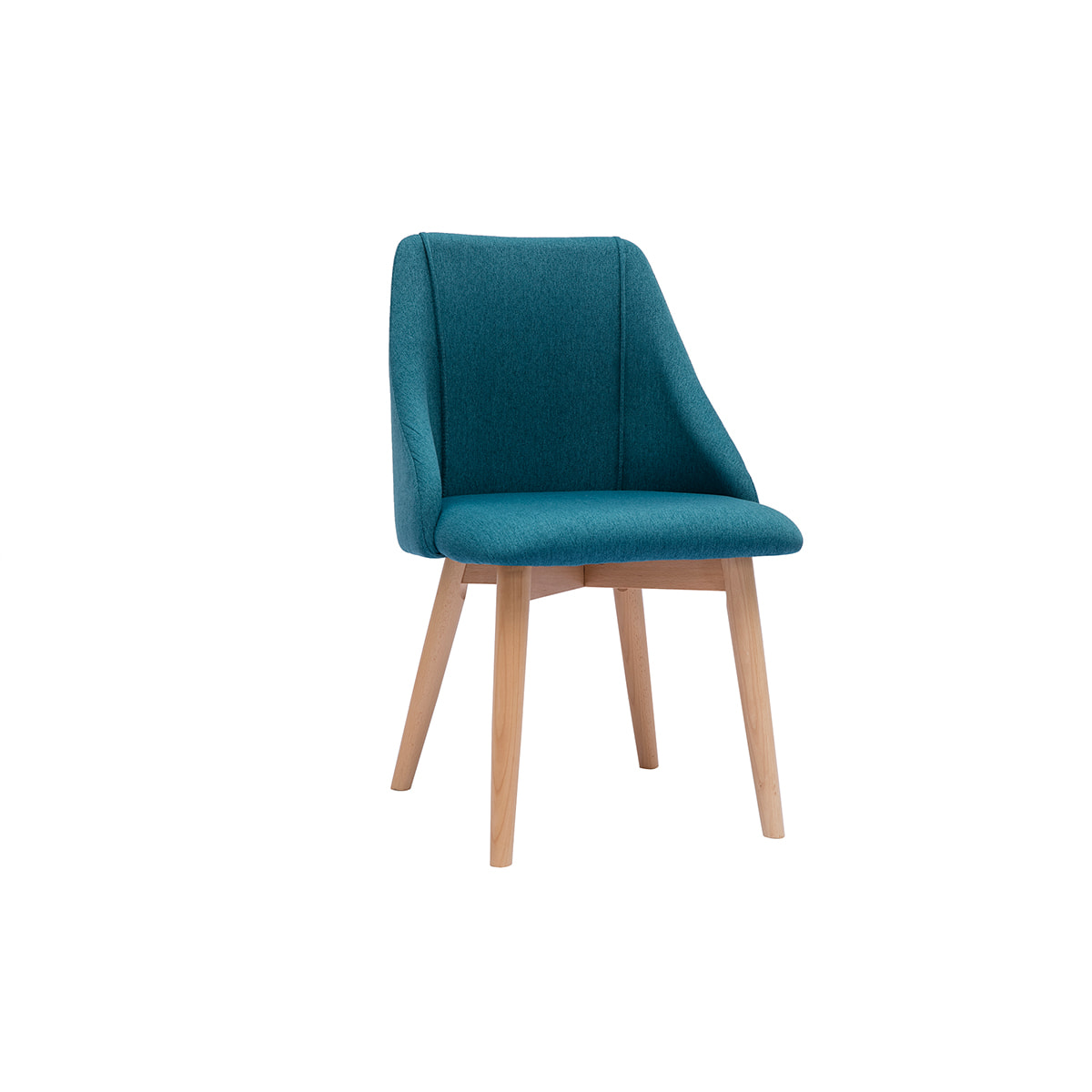 Chaises scandinaves en tissu bleu canard et bois clair (lot de 2) HIGGINS