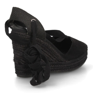 Alpargata de cuña alta de esparto con cintas