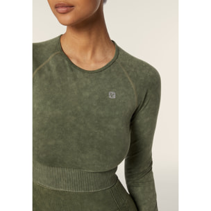 Maglia corta con maniche lunghe tessuto seamless ice wash