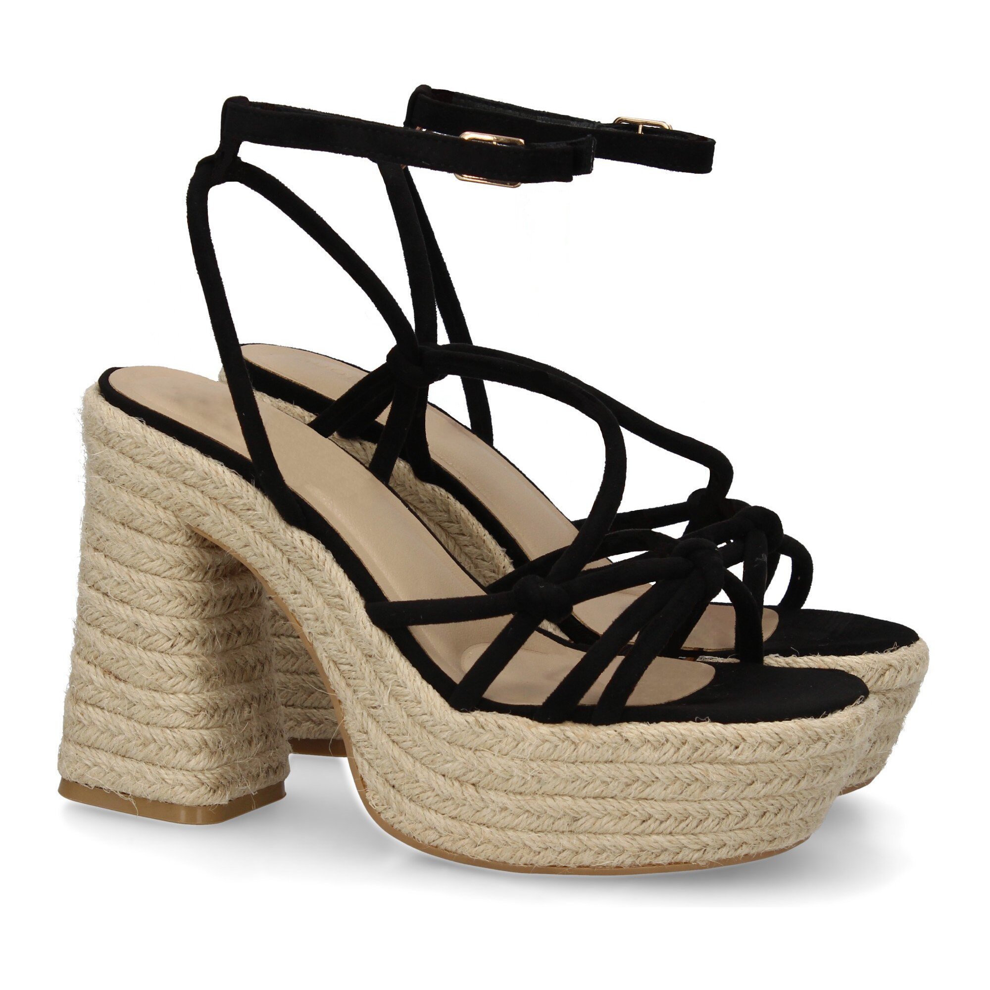 Sandalia de tacón de yute para mujer, comodas y elegantes, diseño moderno con tiras cruzadas