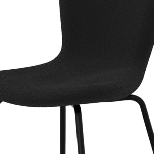 Lot de 2 chaises effet laine bouclette noire et pieds en métal - Koko