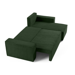 Cezanne - canapé d'angle réversible - 4 places - convertible avec coffre - en velours côtelé - Vert